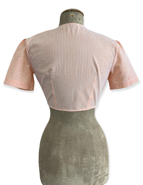 Scout for Loco Lindo Orange Sherbet Seersucker 1940s Daisy Tie Top