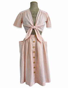Scout for Loco Lindo Orange Sherbet Seersucker 1940s Daisy Tie Top