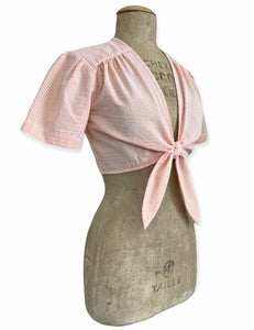 Scout for Loco Lindo Orange Sherbet Seersucker 1940s Daisy Tie Top