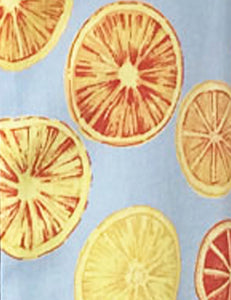 Blue Summer Orange Slices Button Up Short Sleeve Camp Shirt