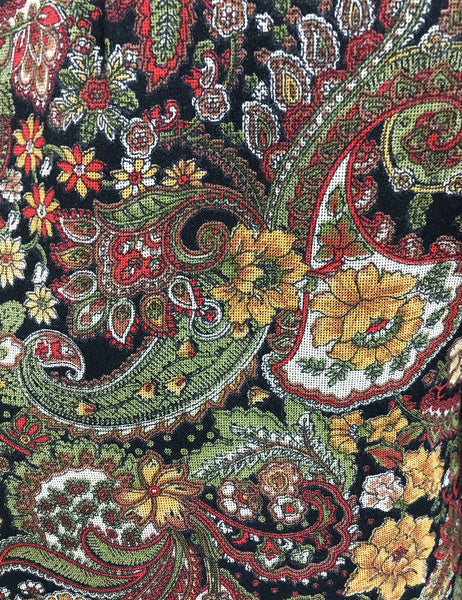Fall Paisley Print Soft Rayon 1940s Style High Waisted Palazzo Pants
