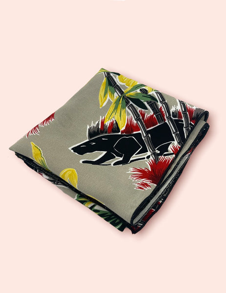 Grey Panther Print Large Square Hair & Neck Scarf