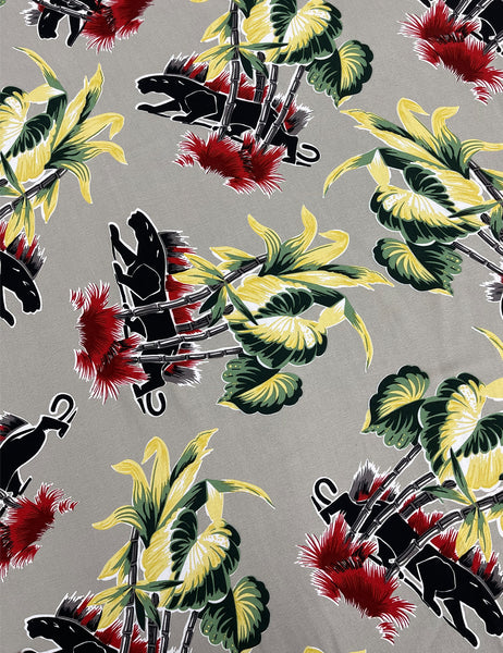 Grey Panther Print Men's Sonny Cabana Shirt