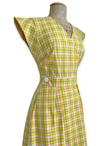 FINAL SALE - Scout for Loco Lindo - 1940s Colorful Pastel Plaid Garden Wrap Dress