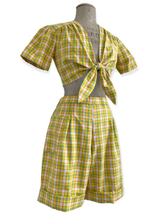 Scout for Loco Lindo Colorful Pastel Plaid 1940s Daisy Tie Top