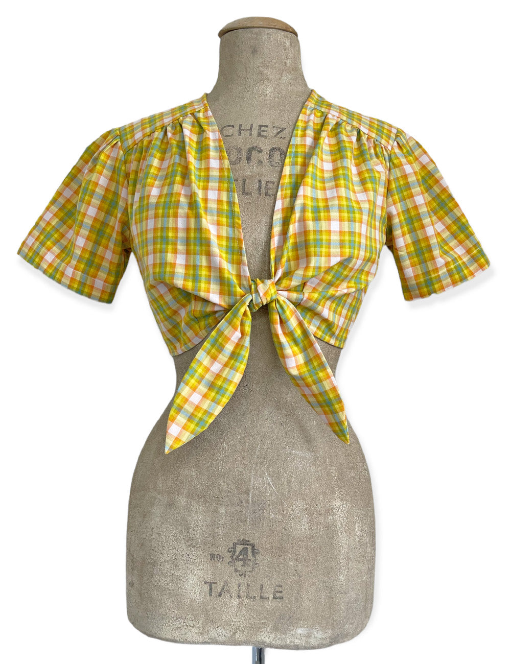 Scout for Loco Lindo Colorful Pastel Plaid 1940s Daisy Tie Top