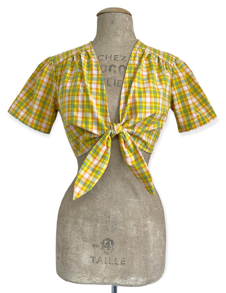 Scout for Loco Lindo Colorful Pastel Plaid 1940s Daisy Tie Top