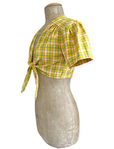 Scout for Loco Lindo Colorful Pastel Plaid 1940s Daisy Tie Top