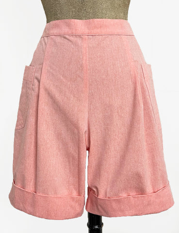FINAL SALE - Scout for Loco Lindo - Peach Chambray 1940s Style Woodland Walking Short