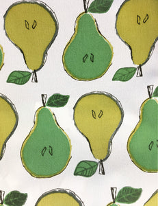 Green Fruity Pear Print Button Up Short Sleeve Camp Shirt
