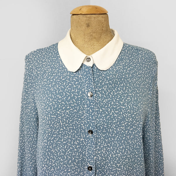 Blue Frosted Dot Peter Pan Collar Blouse - FINAL SALE