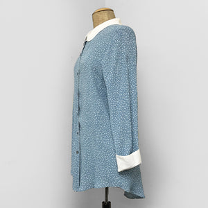 Blue Frosted Dot Peter Pan Collar Blouse - FINAL SALE