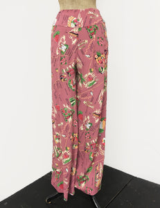 Exclusive Dusty Rose California Map Print 1940s Style High Waisted Palazzo Pants