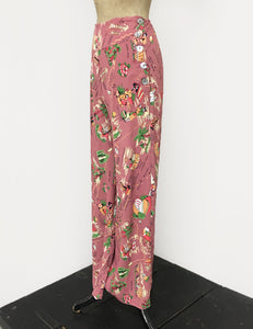 Exclusive Dusty Rose California Map Print 1940s Style High Waisted Palazzo Pants