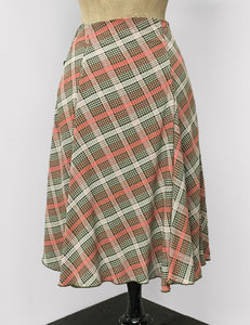 Pink & Green Plaid Venice Beach Balboa Circle Swing Skirt