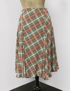 Pink & Green Plaid Venice Beach Balboa Circle Swing Skirt