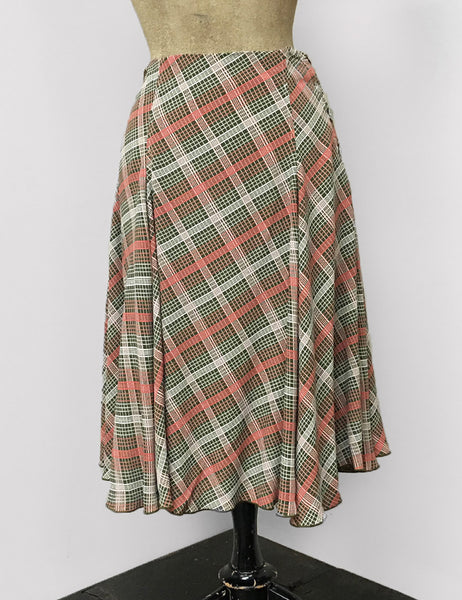 Pink & Green Plaid Venice Beach Balboa Circle Swing Skirt