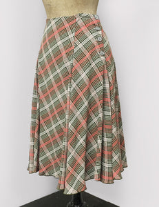 Pink & Green Plaid Venice Beach Balboa Circle Swing Skirt