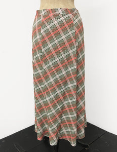 Pink & Green Plaid 1940s Style Button Front Jade Skirt - FINAL SALE