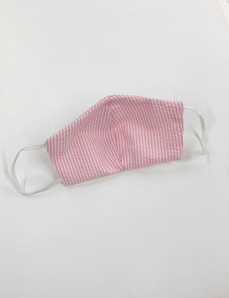Pink Seersucker Handmade Washable Face Mask