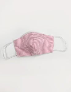 Pink Seersucker Handmade Washable Face Mask