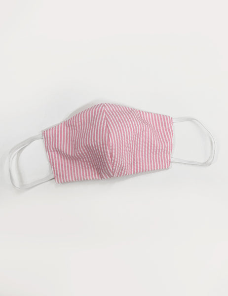 Pink Seersucker Handmade Washable Face Mask