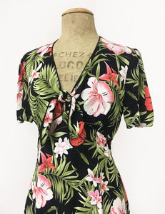 Pink & Black Tropical Print Mai Tai Knee Length Dress - FINAL SALE