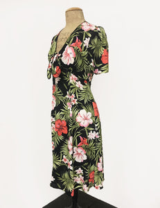 Pink & Black Tropical Print Mai Tai Knee Length Dress - FINAL SALE
