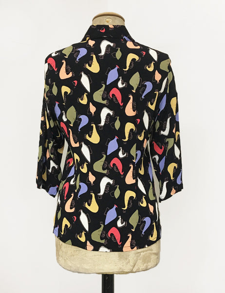 Black Pollo Loco Pring Doris Button Up Shaped Shirt