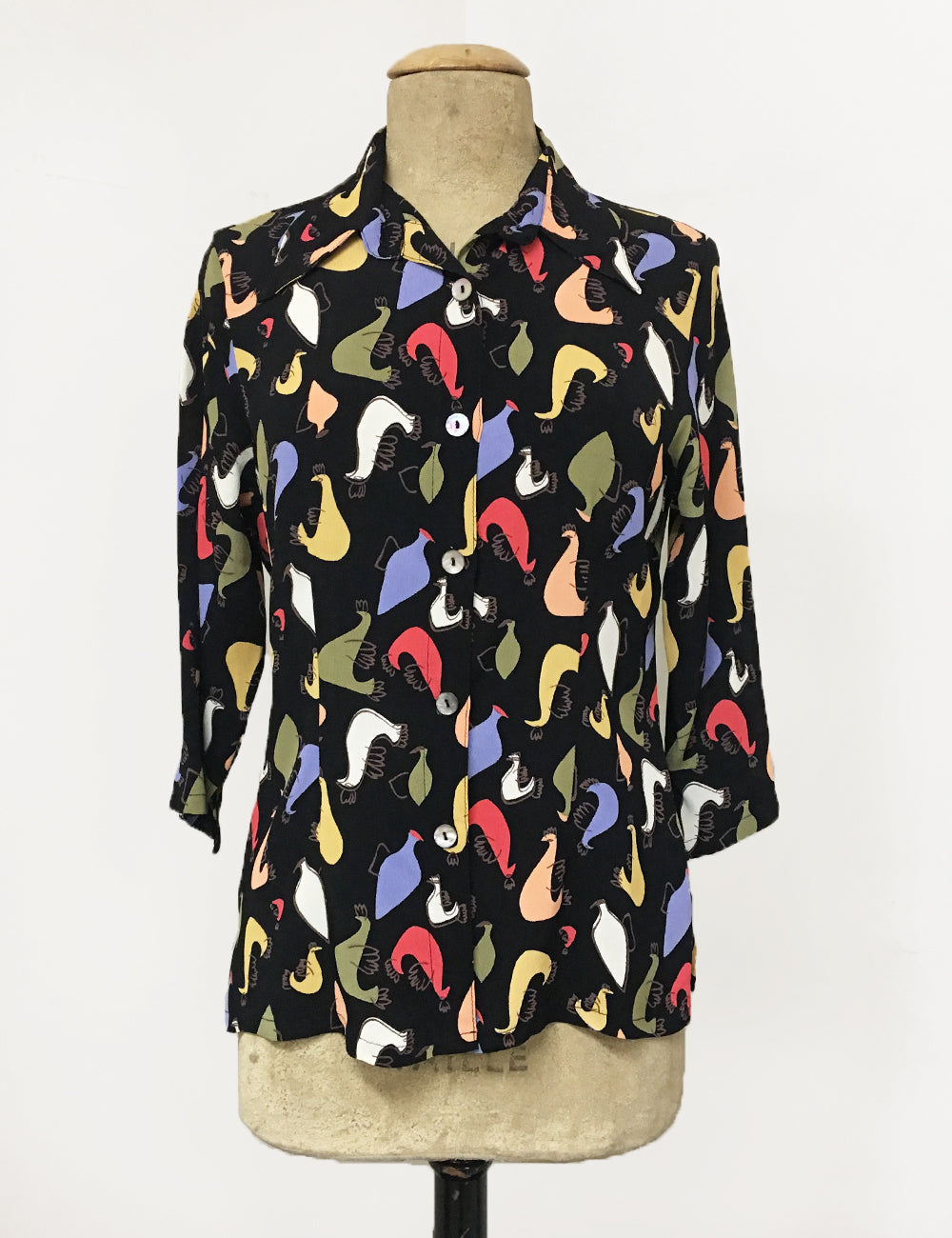 Black Pollo Loco Pring Doris Button Up Shaped Shirt