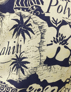 Navy Blue South Seas Print Soft High Waisted Retro Shorts - FINAL SALE