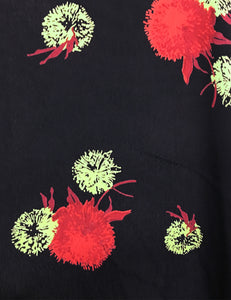 Holiday Pom Pom Print Flyaway Button Up Tunic Top