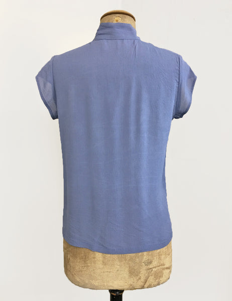 Powder Blue Vintage Inspired Mandarin Collar Tea Timer Top