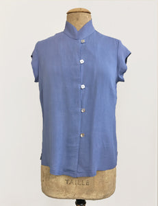Powder Blue Vintage Inspired Mandarin Collar Tea Timer Top