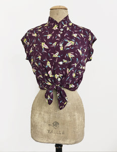 Purple Colorful Feathers Vintage Style Mandarin Collar Tea Timer Top