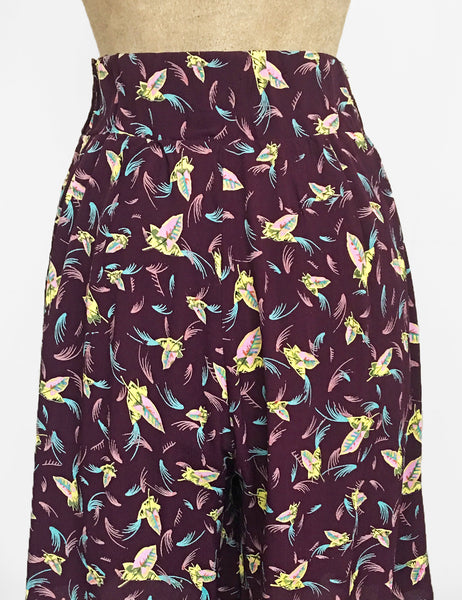 FINAL SALE - Purple Colorful Feathers High Waisted Retro Shorts