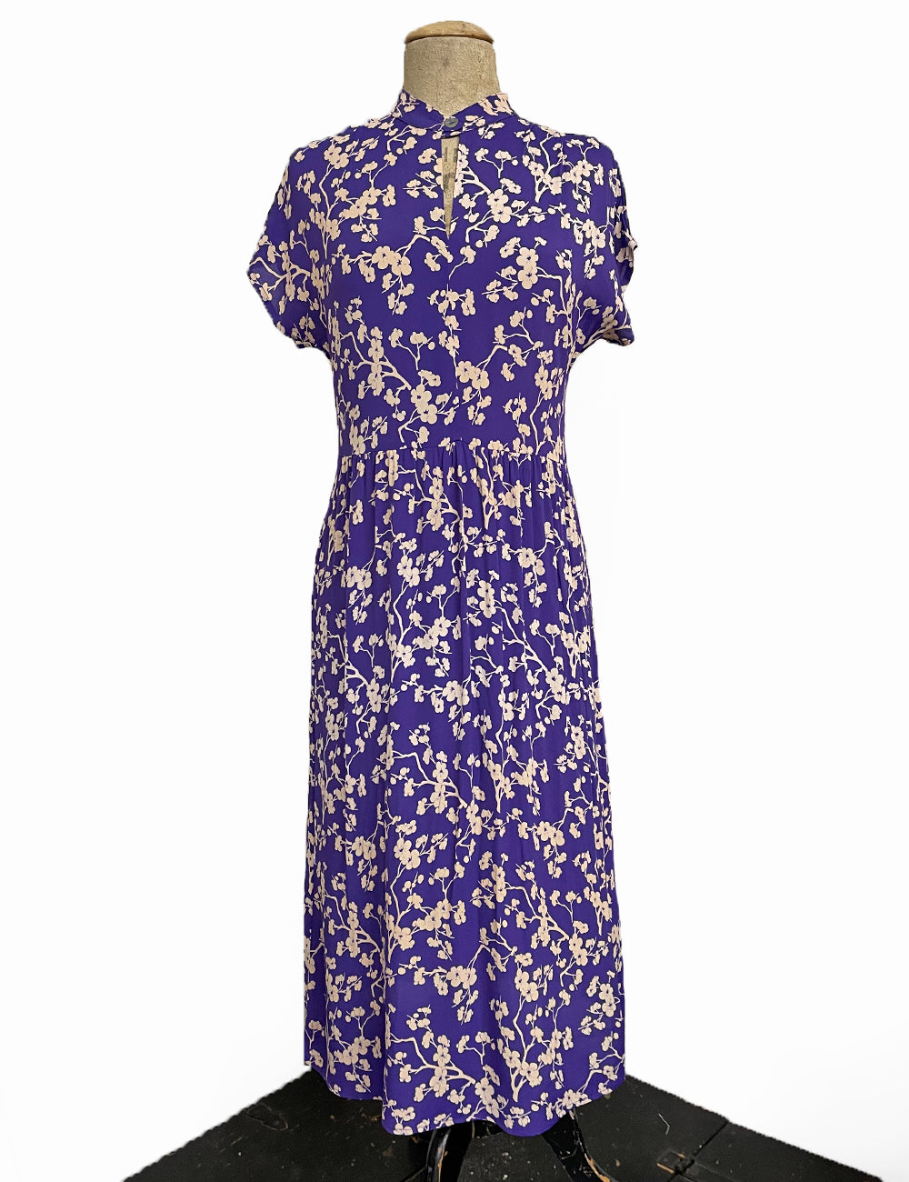 Purple Cherry Blossom Retro Georgie Pullover Dress
