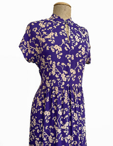 Purple Cherry Blossom Retro Georgie Pullover Dress