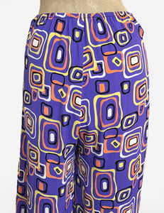 Purple Mid Century Halloween Print High Waisted Palazzo Pants - FINAL SALE