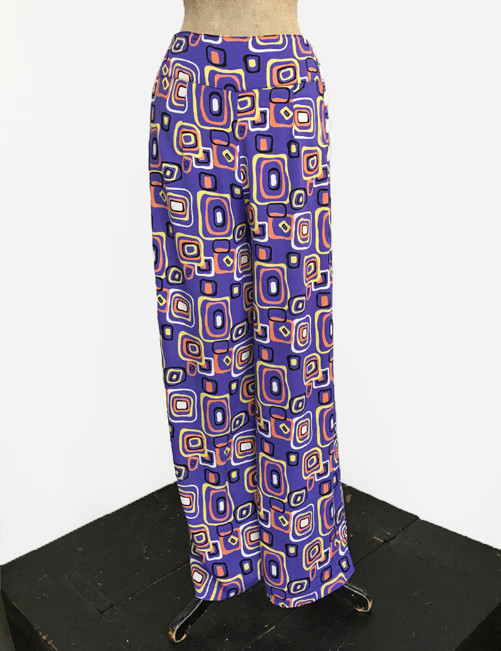 Purple Mid Century Halloween Print High Waisted Palazzo Pants - FINAL SALE