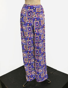 Purple Mid Century Halloween Print High Waisted Palazzo Pants - FINAL SALE
