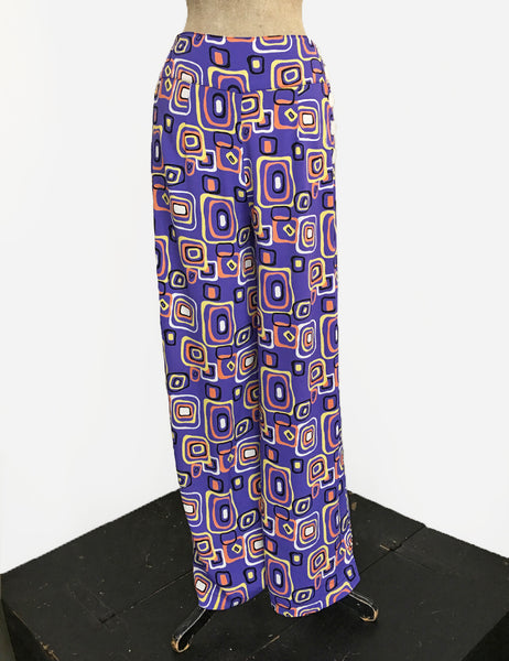 Purple Mid Century Halloween Print High Waisted Palazzo Pants - FINAL SALE