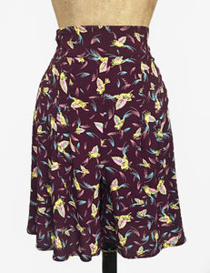 FINAL SALE - Purple Colorful Feathers High Waisted Retro Shorts