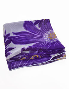 Sheer Purple Floral Square Hair & Neck Scarf