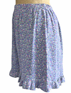 Purple Fruity Floral Print Retro Ruffle Shorts