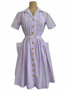 Scout for Loco Lindo Grape Seersucker 1940s Carolina Romper