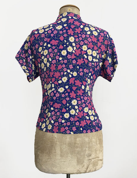 Purple Poseys Vintage Style Amanda Tie Blouse