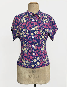 Purple Poseys Vintage Style Amanda Tie Blouse