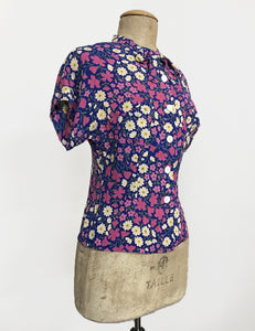Purple Poseys Vintage Style Amanda Tie Blouse