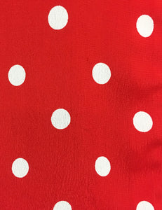Red & White Big Polka Dot Button Up Short Sleeve Camp Shirt